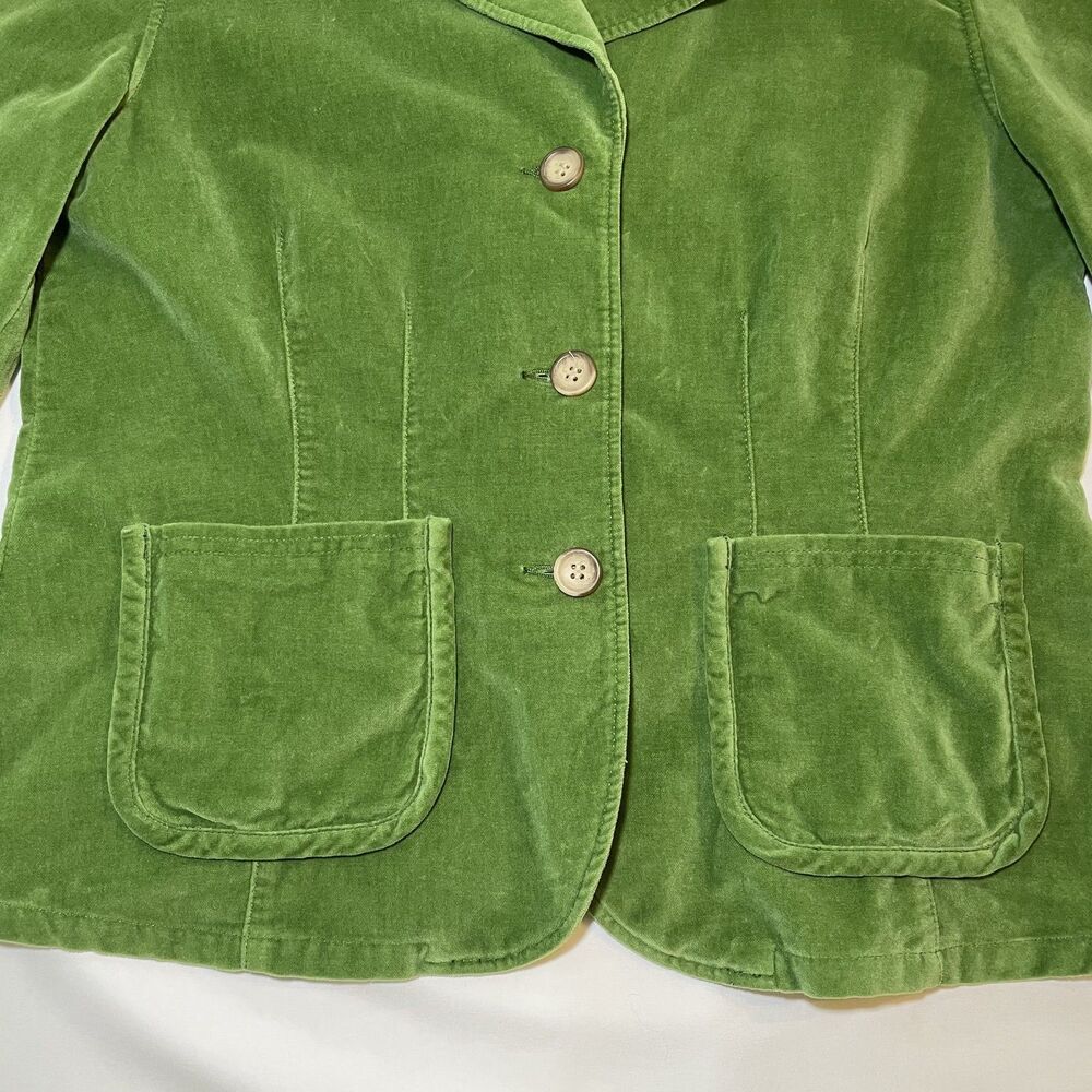 Sundance Blazer Women's 8 Jacket Green Velvet Velveteen Short 3 Front Button - Picture 5 of 8